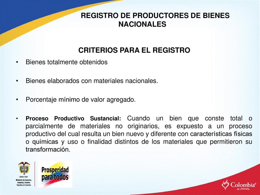 REGISTRO DE PRODUCTORES DE BIENES NACIONALES