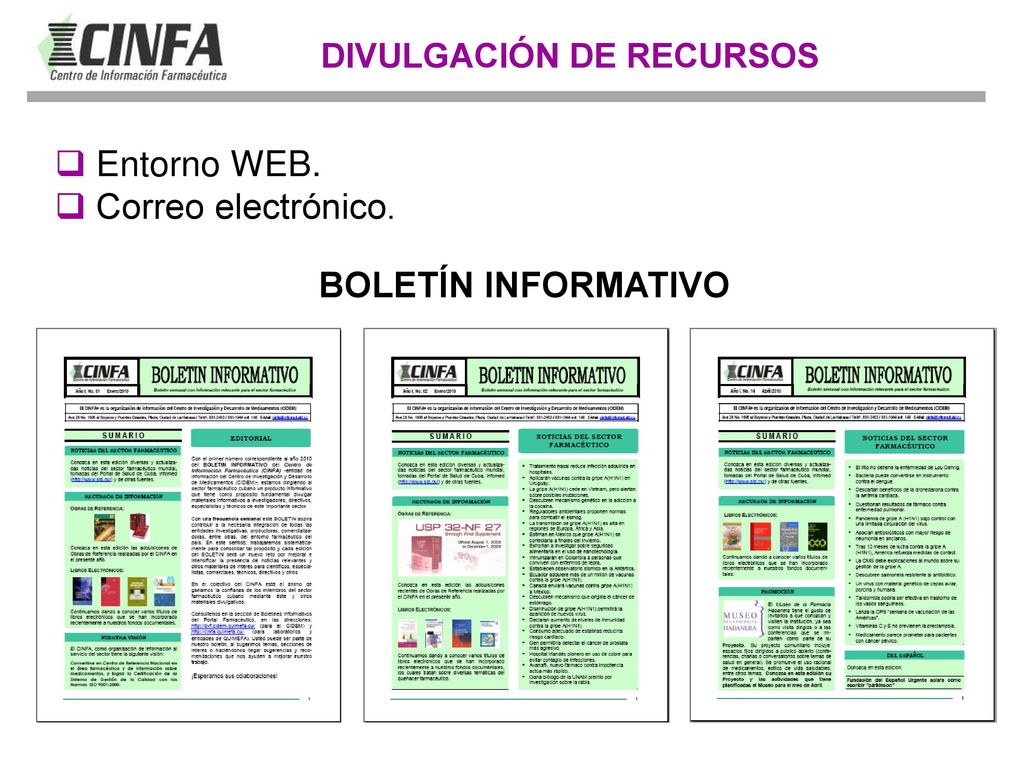 Entorno WEB. Correo electrónico. BOLETÍN INFORMATIVO