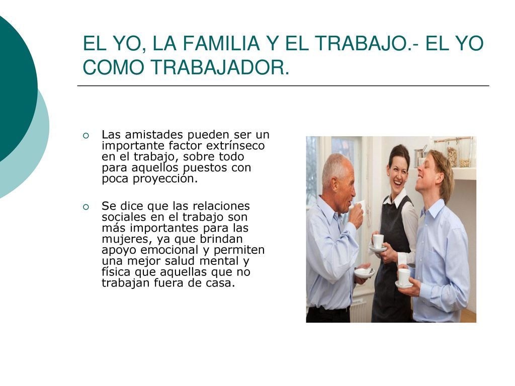 EL YO, LA FAMILIA Y EL TRABAJO.- EL YO COMO TRABAJADOR.