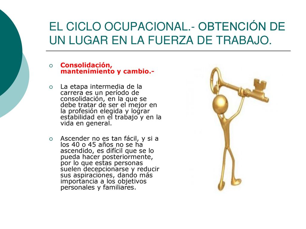 EL CICLO OCUPACIONAL.- OBTENCIÓN DE UN LUGAR EN LA FUERZA DE TRABAJO.