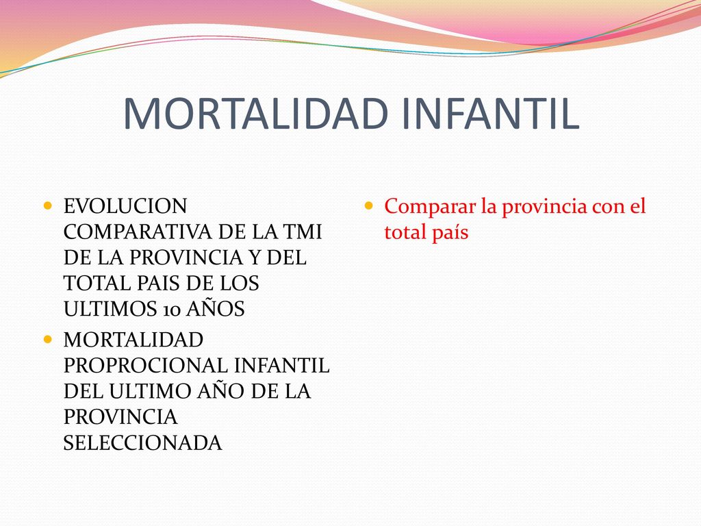 MORTALIDAD INFANTIL EVOLUCION COMPARATIVA DE LA TMI DE LA PROVINCIA Y DEL TOTAL PAIS DE LOS ULTIMOS 10 AÑOS.