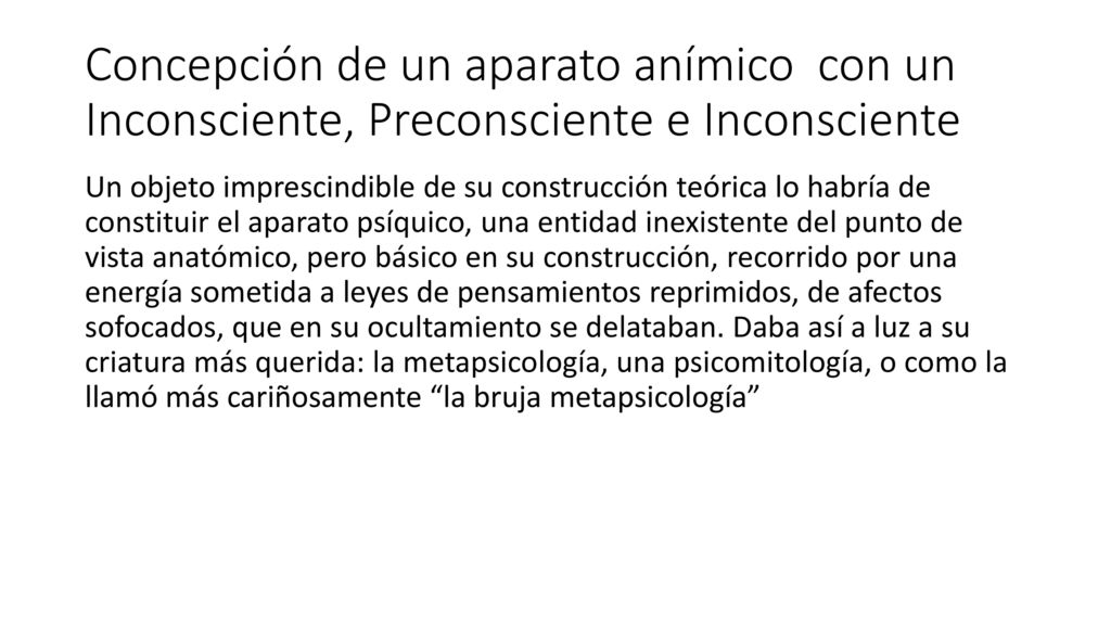 Concepción de un aparato anímico con un Inconsciente, Preconsciente e Inconsciente