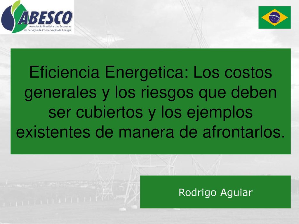 Eficiencia Energetica: Los costos generales y los riesgos que deben ser cubiertos y los ejemplos existentes de manera de afrontarlos.