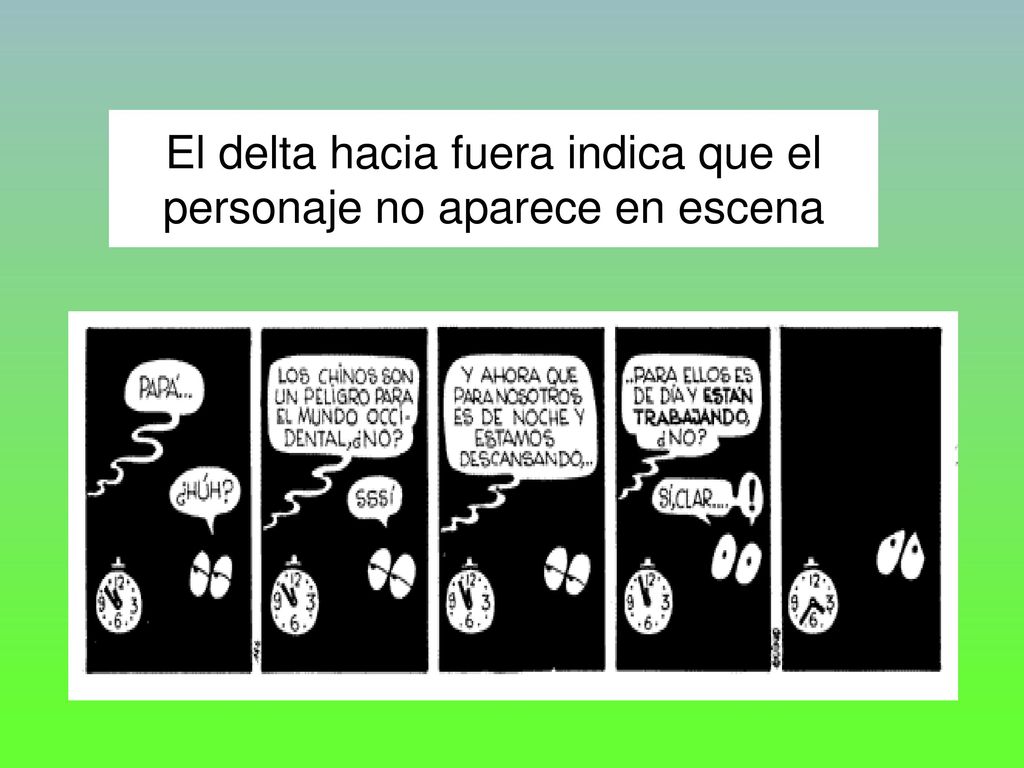 El delta hacia fuera indica que el personaje no aparece en escena