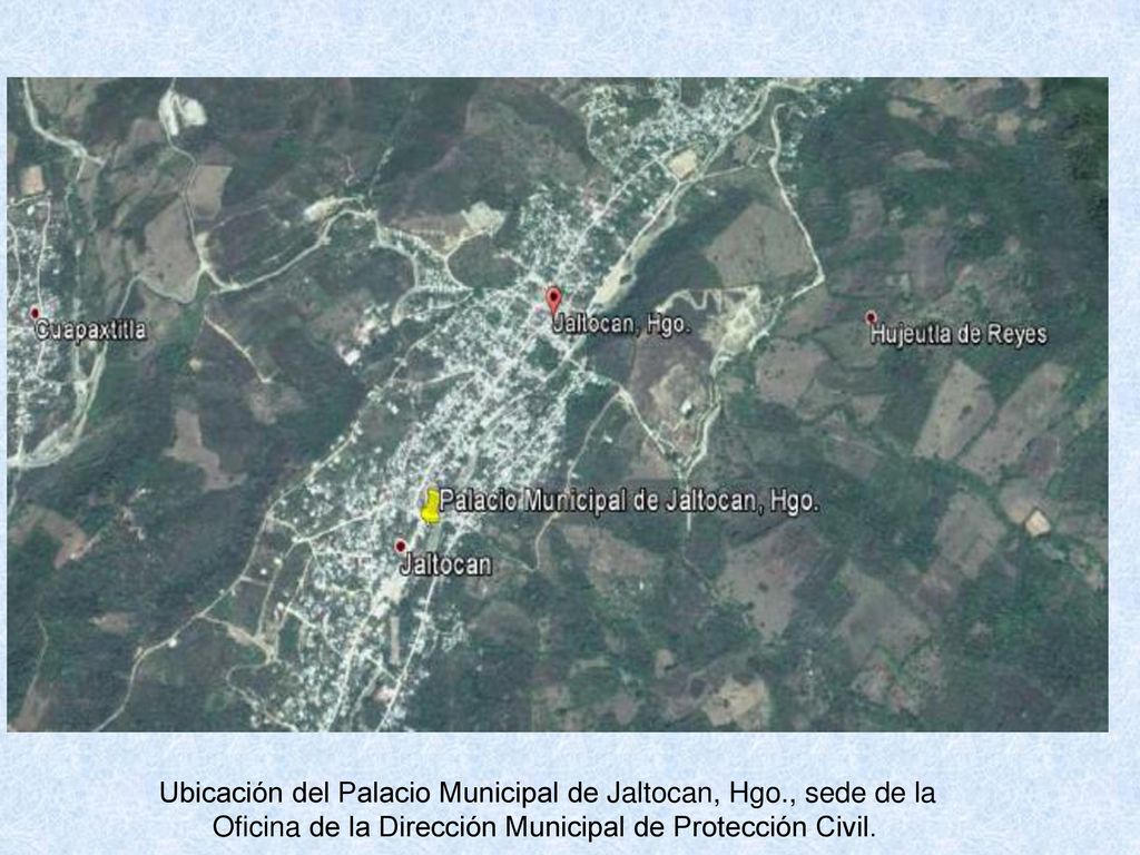 Ubicación del Palacio Municipal de Jaltocan, Hgo., sede de la