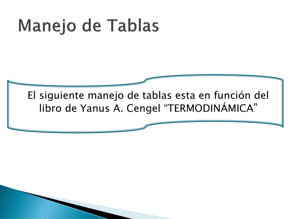 Manejo de Tablas El siguiente manejo de tablas esta en función del libro de Yanus A.