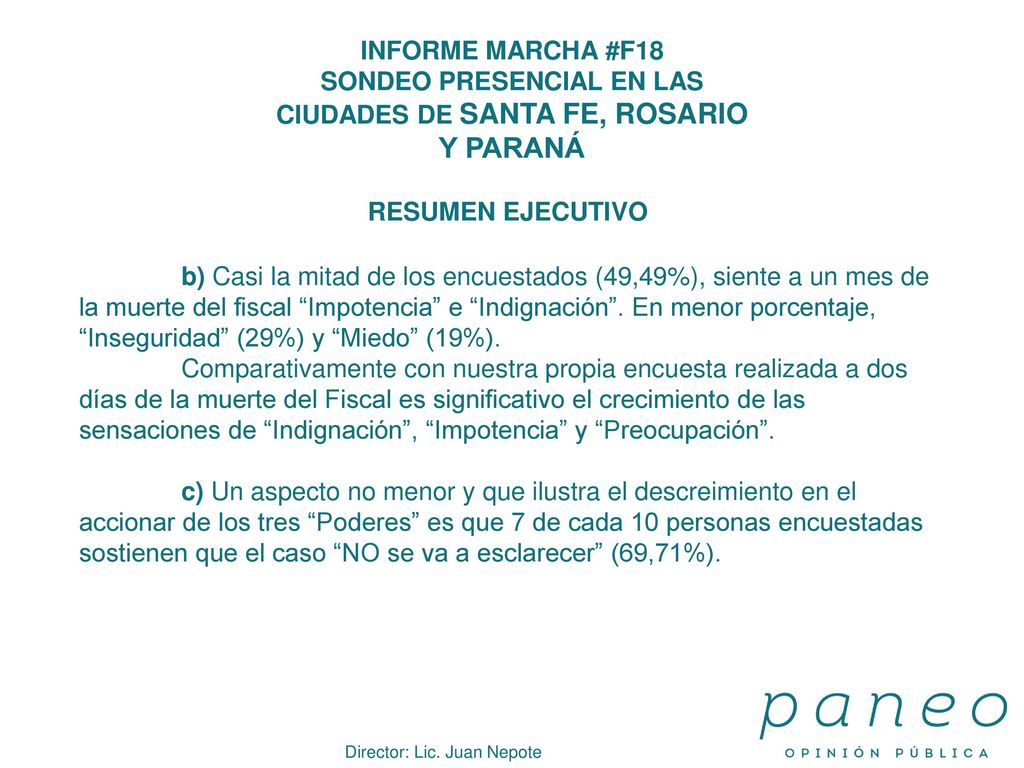 SONDEO PRESENCIAL EN LAS CIUDADES DE SANTA FE, ROSARIO Y PARANÁ
