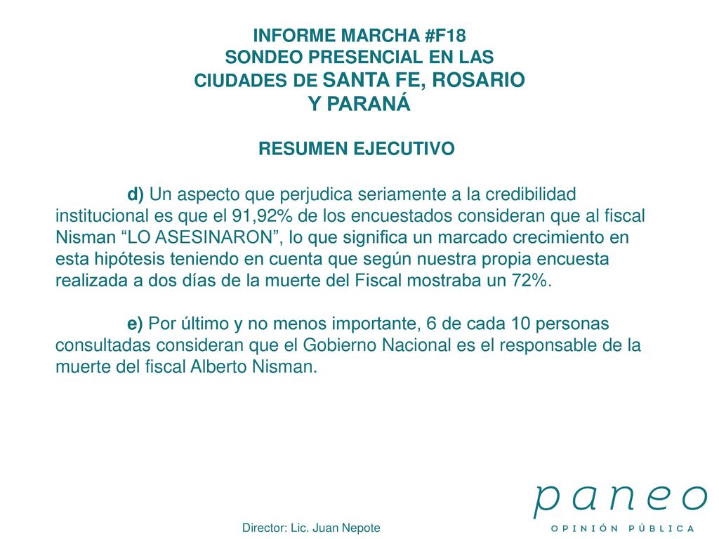 SONDEO PRESENCIAL EN LAS CIUDADES DE SANTA FE, ROSARIO Y PARANÁ