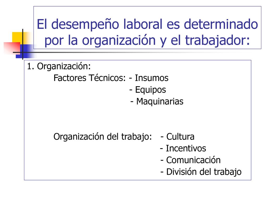 El desempeño laboral es determinado por la organización y el trabajador: