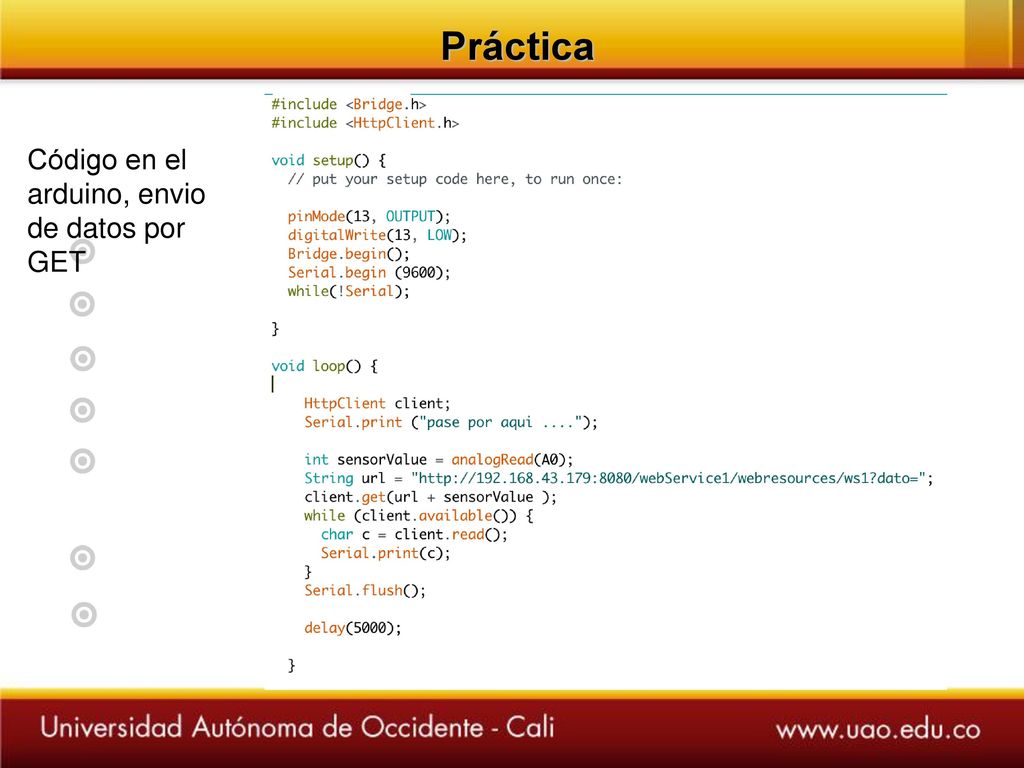 Práctica Código en el arduino, envio de datos por GET 14