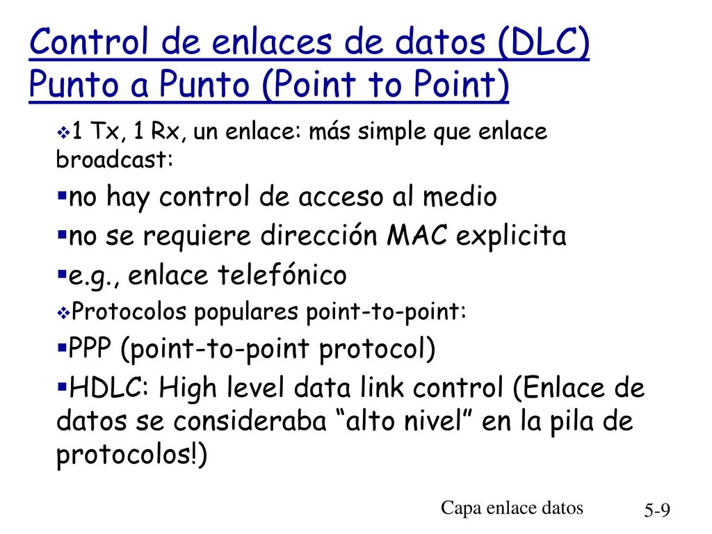 Control de enlaces de datos (DLC) Punto a Punto (Point to Point)