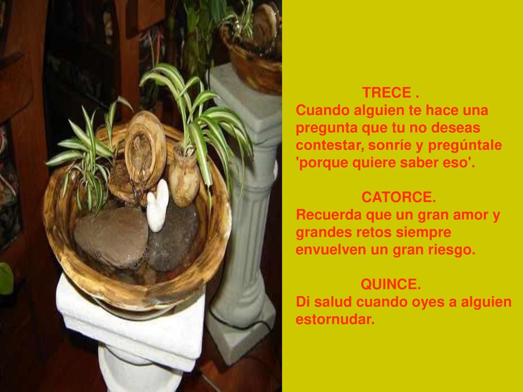 TRECE . Cuando alguien te hace una pregunta que tu no deseas contestar, sonríe y pregúntale porque quiere saber eso .