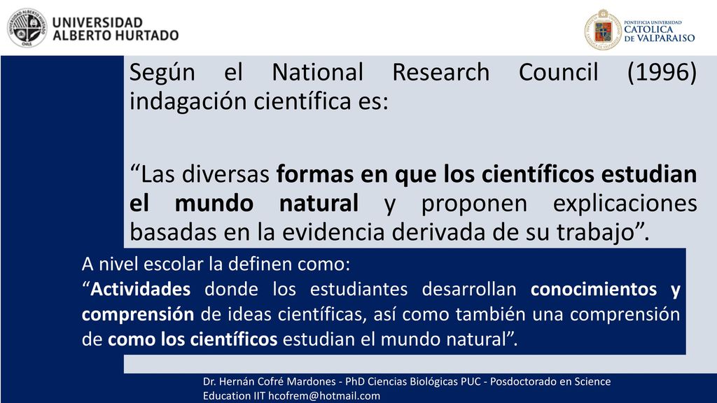 Dr. Hernán Cofré Mardones - PhD Ciencias Biológicas PUC - Posdoctorado en Science Education IIT