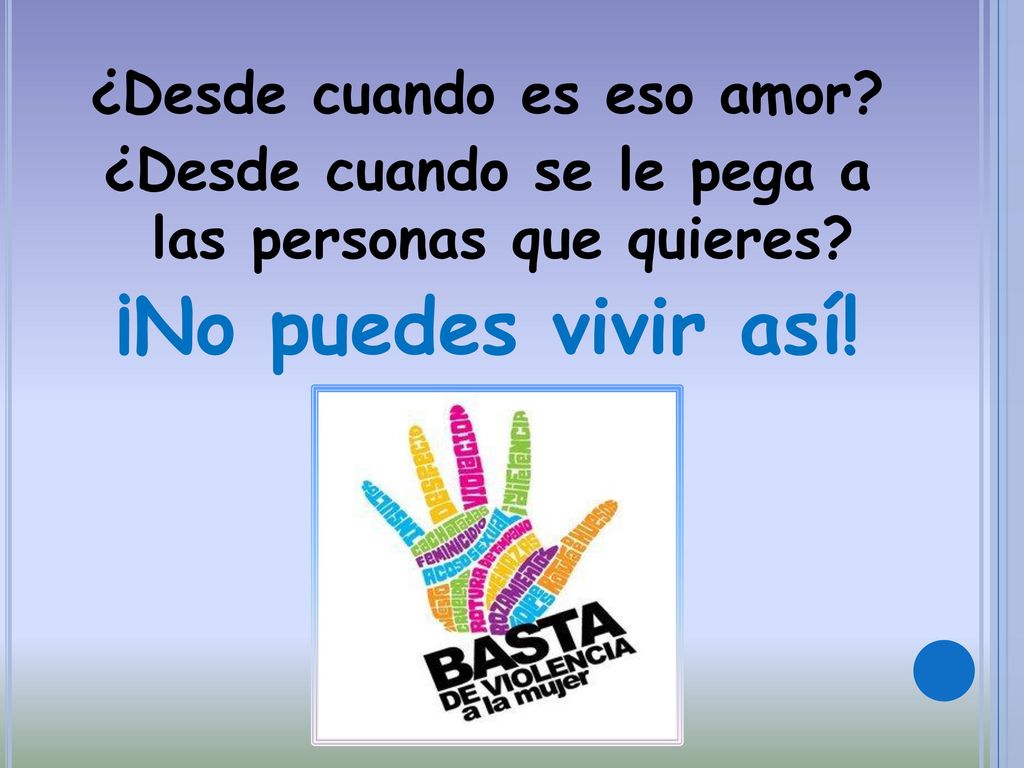 ¡No puedes vivir así! ¿Desde cuando es eso amor
