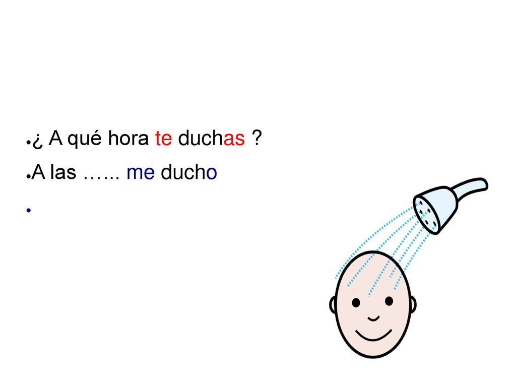 ¿ A qué hora te duchas A las …... me ducho