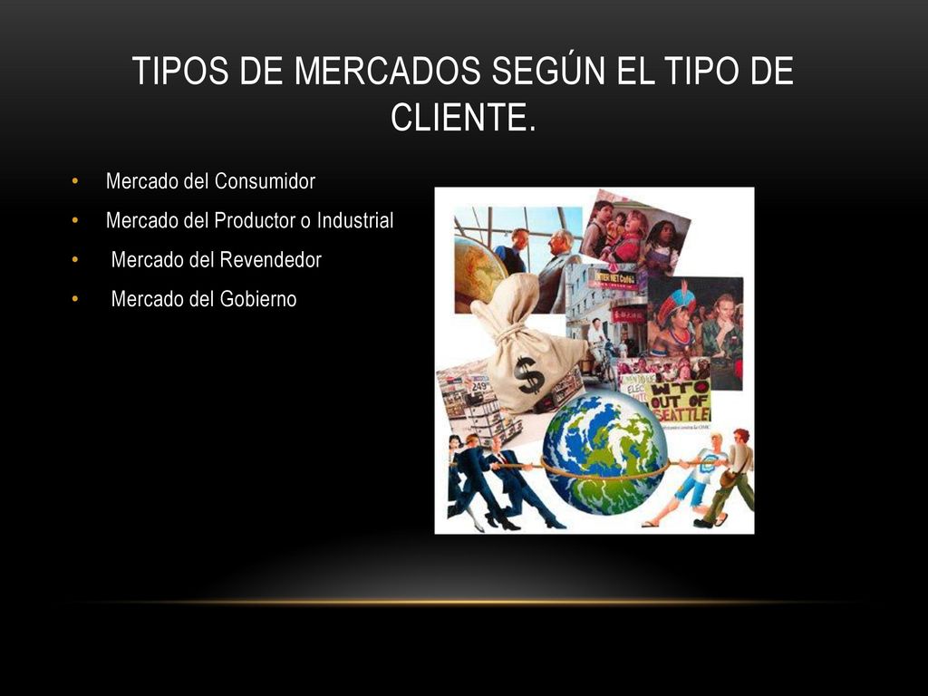 Tipos de mercados según el tipo de cliente.