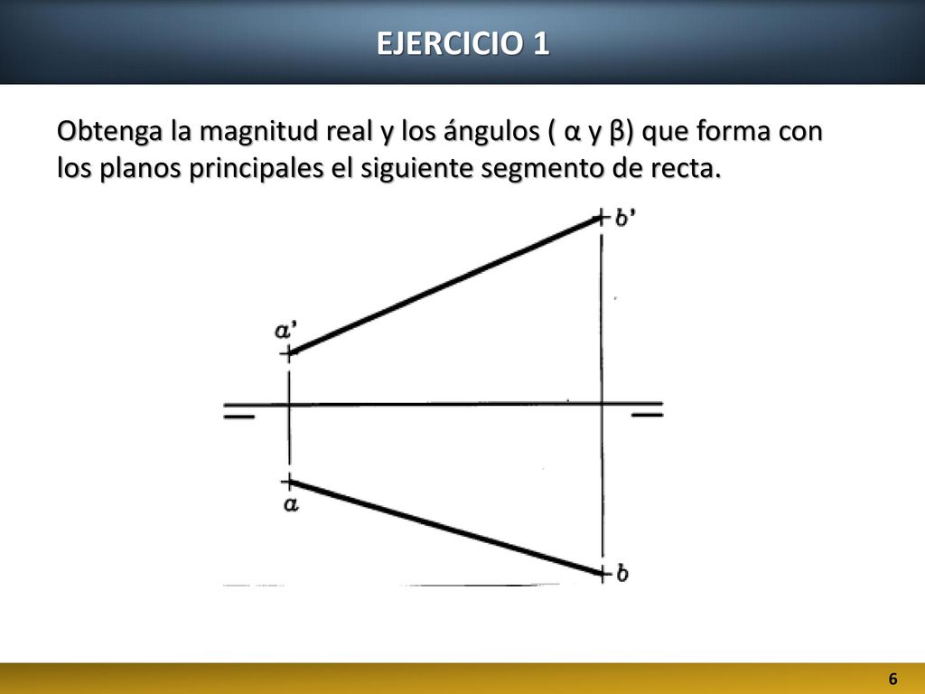 EJERCICIO 1 Obtenga la magnitud real y los ángulos ( α y β) que forma con los planos principales el siguiente segmento de recta.