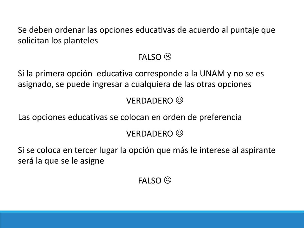 Se deben ordenar las opciones educativas de acuerdo al puntaje que solicitan los planteles