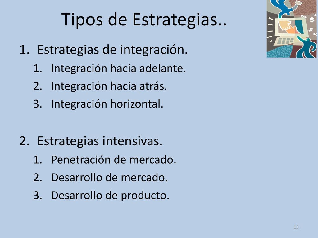 Tipos de Estrategias.. Estrategias de integración.