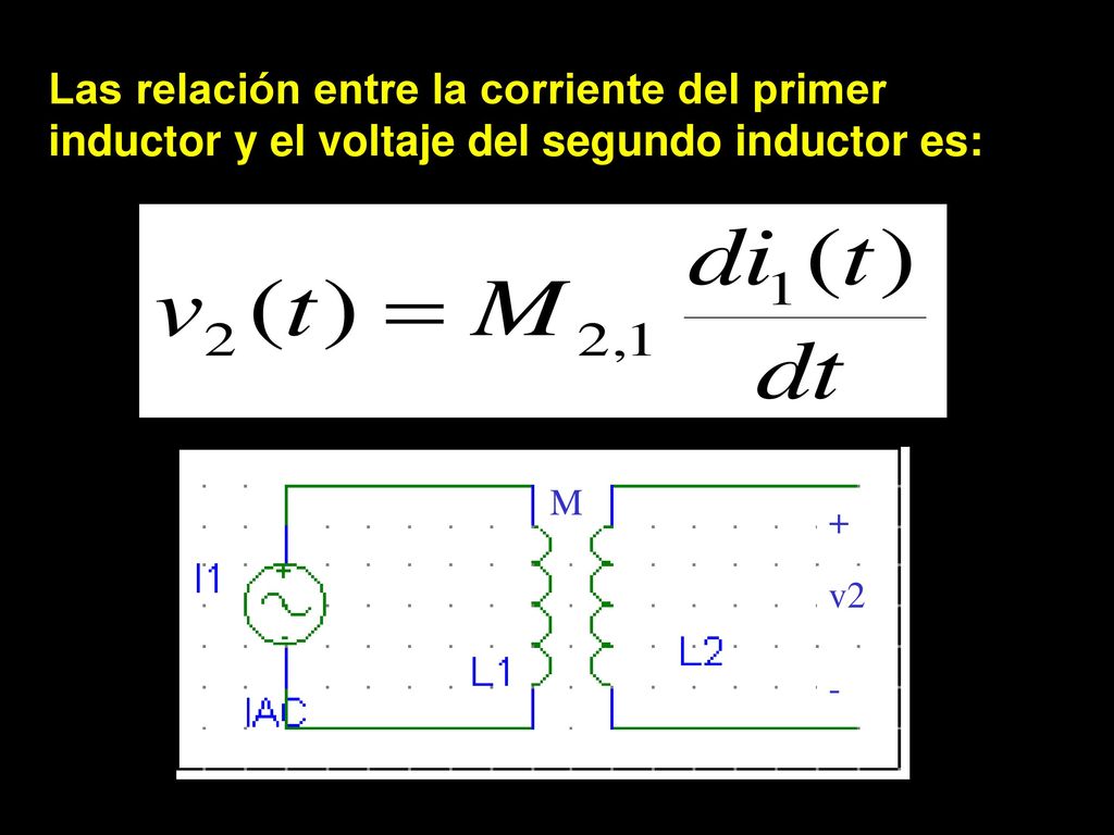 Las relación entre la corriente del primer inductor y el voltaje del segundo inductor es: