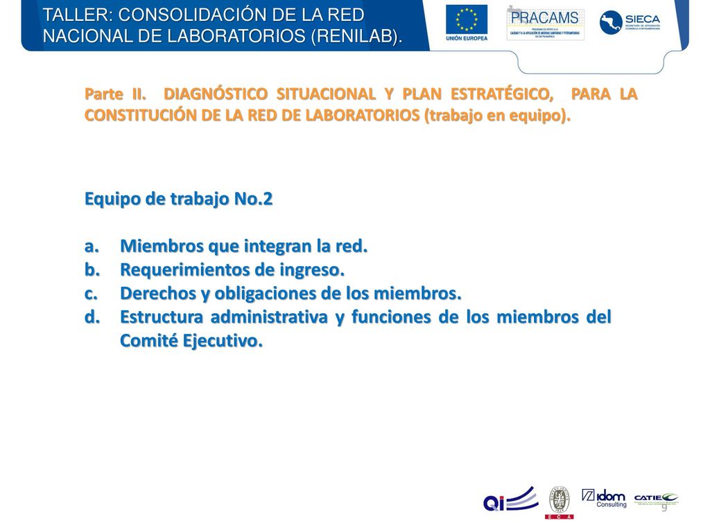 a. Miembros que integran la red. b. Requerimientos de ingreso.