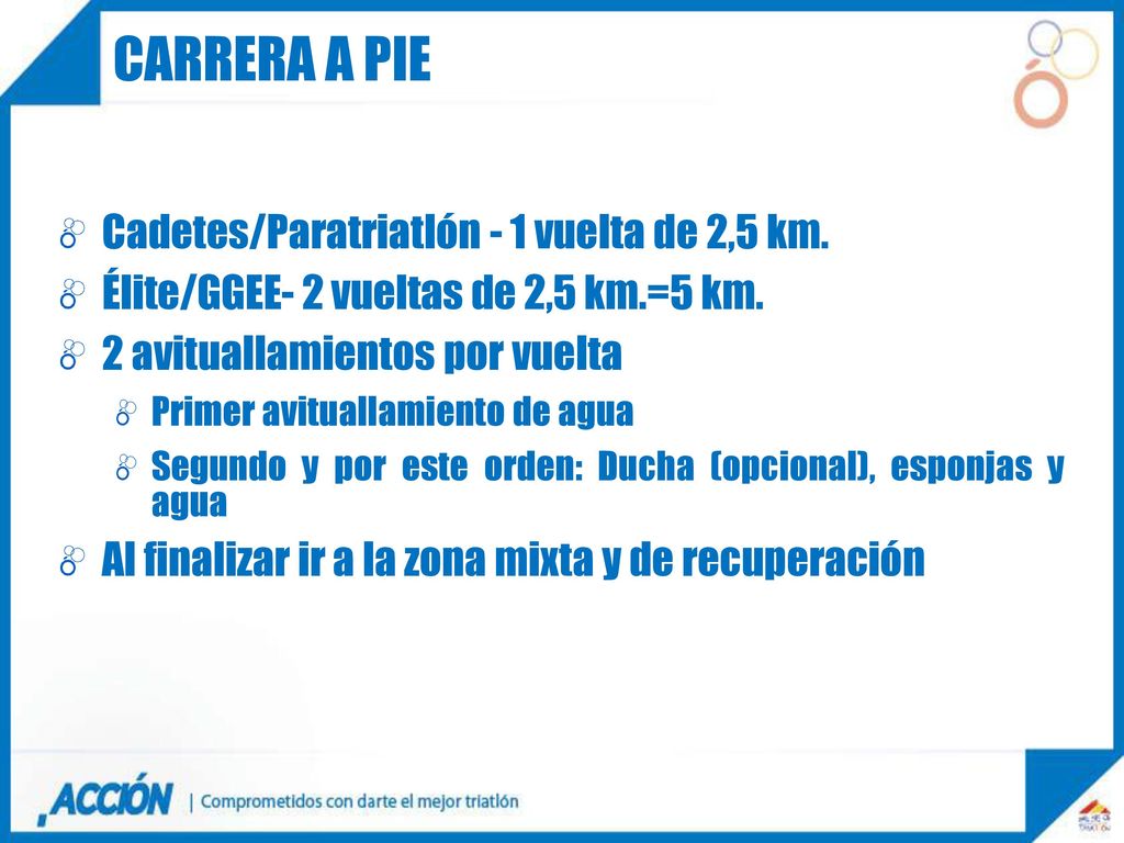Carrera a pie Cadetes/Paratriatlón - 1 vuelta de 2,5 km.