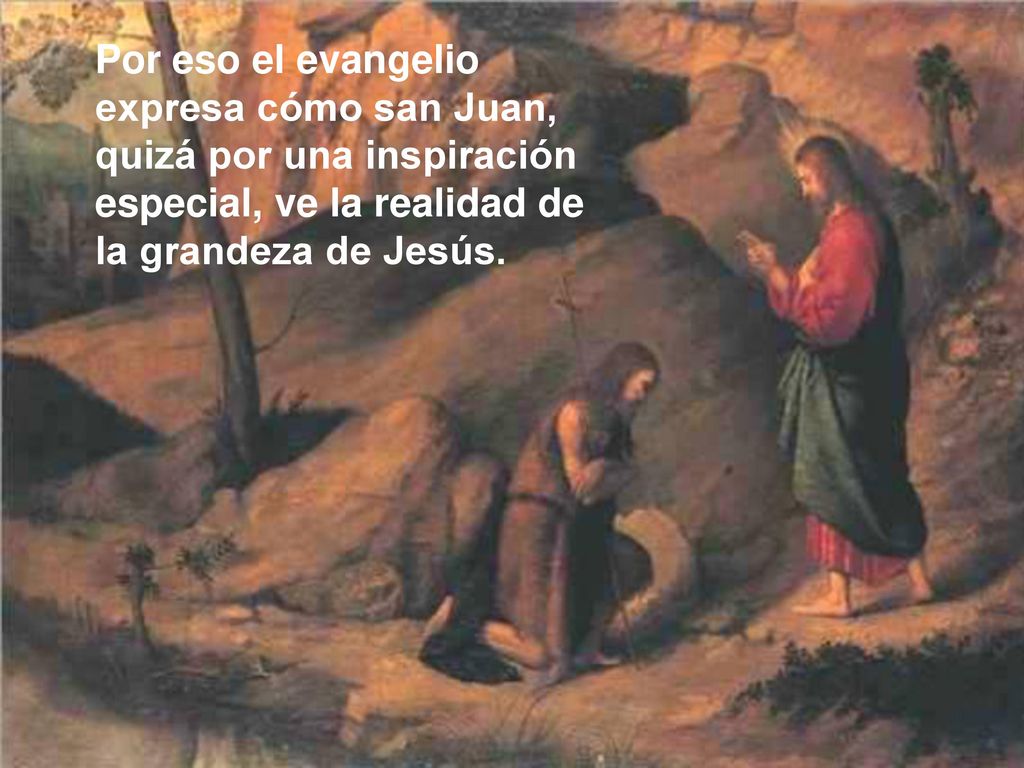 Por eso el evangelio expresa cómo san Juan, quizá por una inspiración especial, ve la realidad de la grandeza de Jesús.