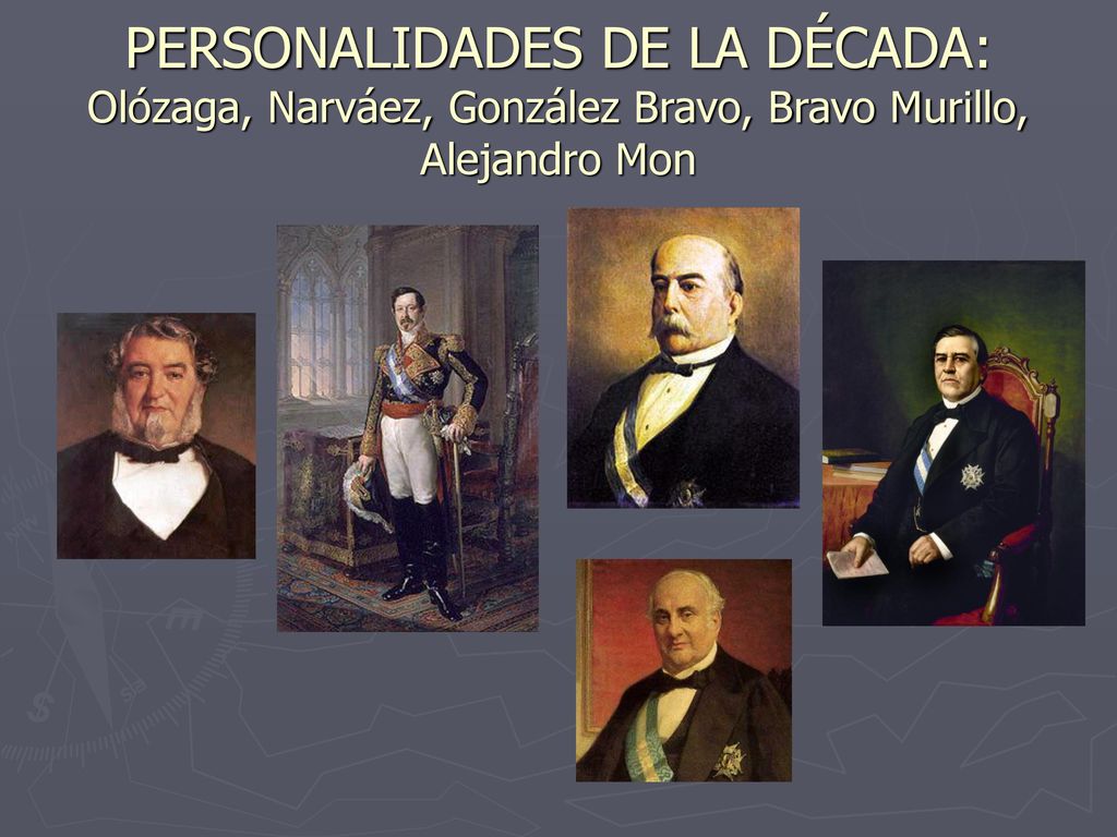 PERSONALIDADES DE LA DÉCADA: Olózaga, Narváez, González Bravo, Bravo Murillo, Alejandro Mon