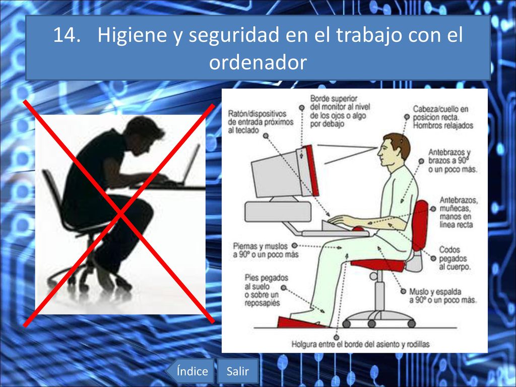 14. Higiene y seguridad en el trabajo con el ordenador