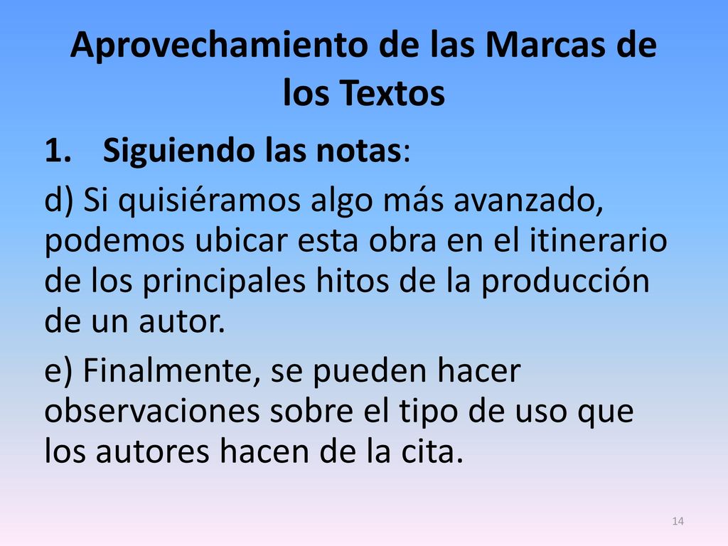 Aprovechamiento de las Marcas de los Textos