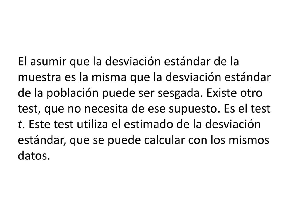 El asumir que la desviación estándar de la muestra es la misma que la desviación estándar de la población puede ser sesgada.