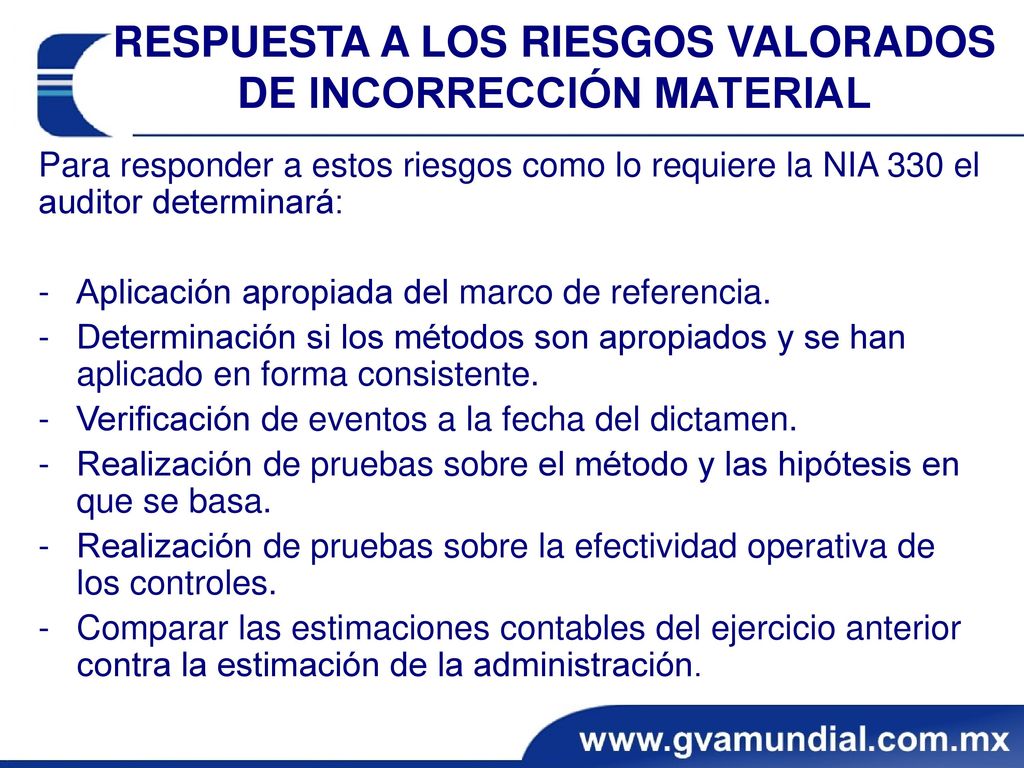 RESPUESTA A LOS RIESGOS VALORADOS DE INCORRECCIÓN MATERIAL