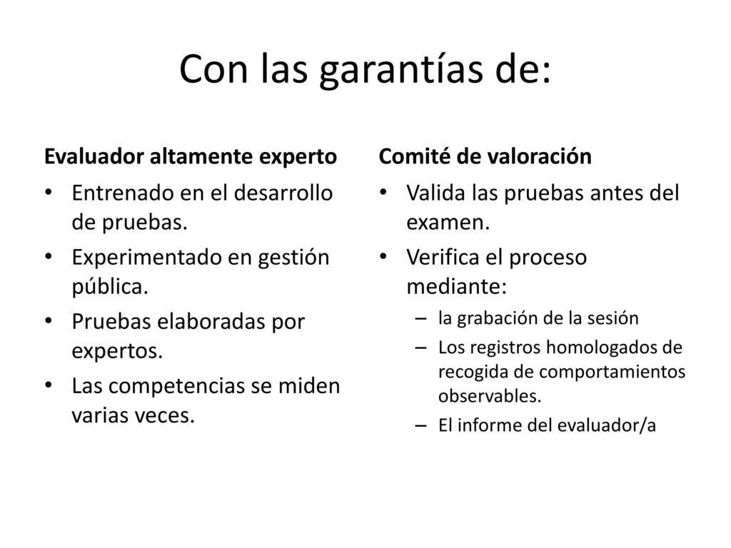 Con las garantías de: Evaluador altamente experto Comité de valoración