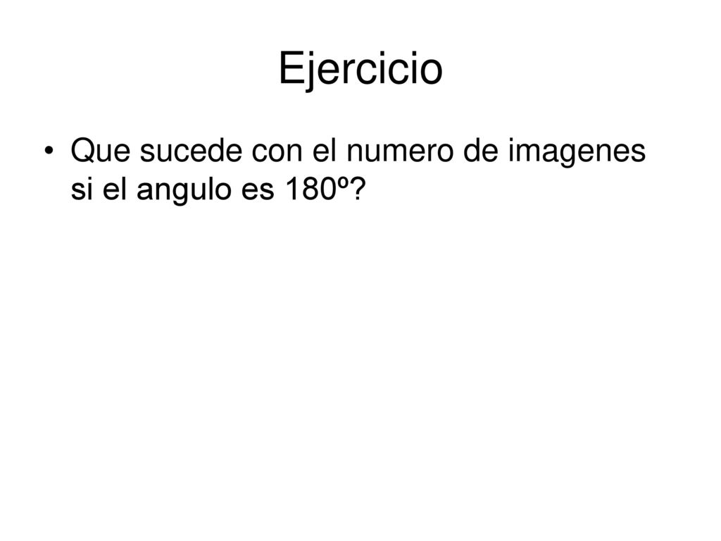Ejercicio Que sucede con el numero de imagenes si el angulo es 180º