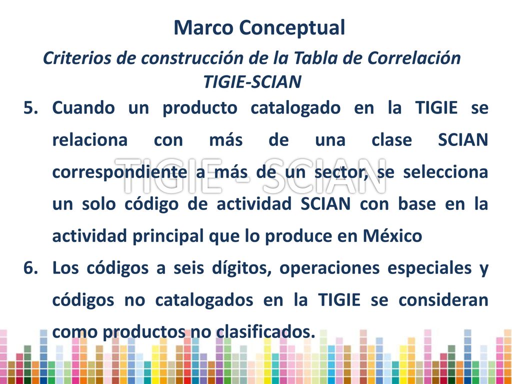 Criterios de construcción de la Tabla de Correlación TIGIE-SCIAN