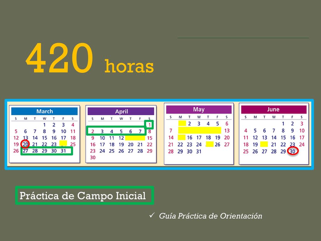 420 horas Práctica de Campo Inicial Guía Práctica de Orientación