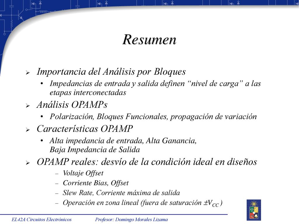 Resumen Importancia del Análisis por Bloques Análisis OPAMPs