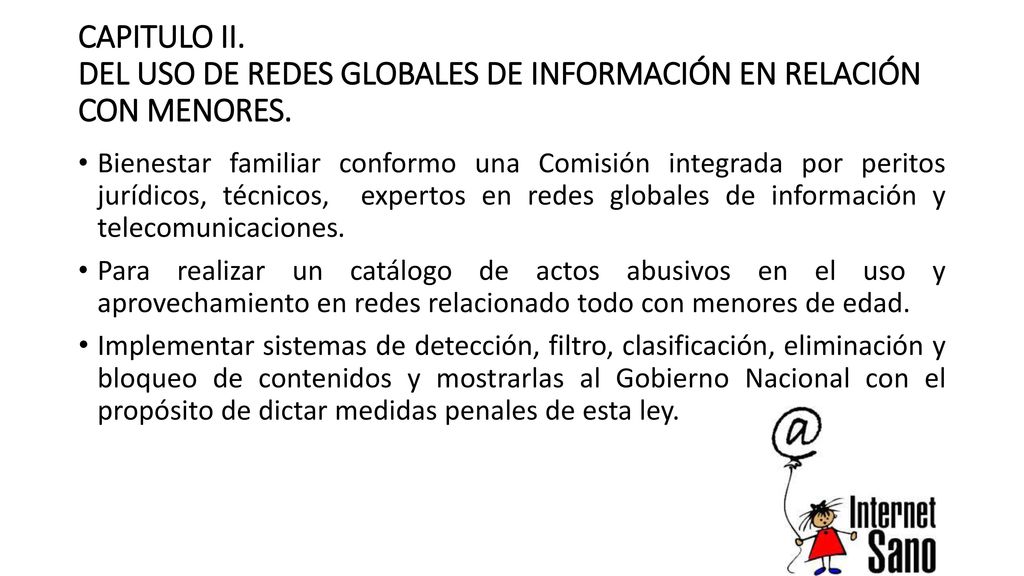 CAPITULO II. DEL USO DE REDES GLOBALES DE INFORMACIÓN EN RELACIÓN CON MENORES.