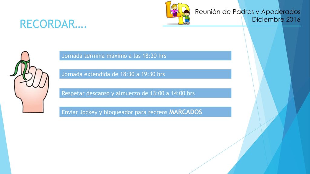 RECORDAR…. Reunión de Padres y Apoderados Diciembre 2016