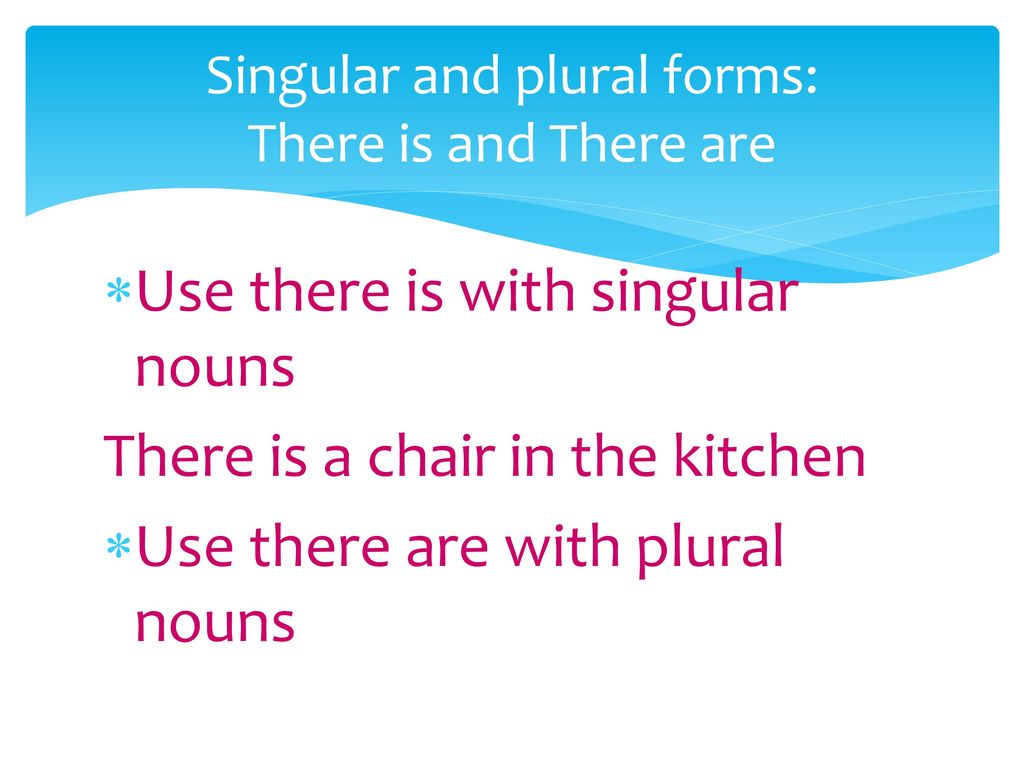 Singular and plural forms: There is and There are