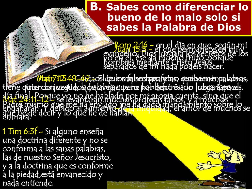 B. Sabes como diferenciar lo bueno de lo malo solo si sabes la Palabra de Dios