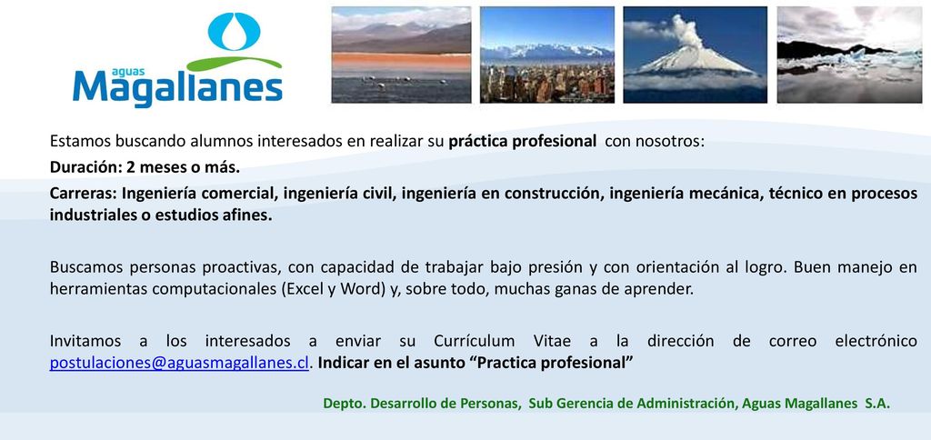 Estamos buscando alumnos interesados en realizar su práctica profesional con nosotros: