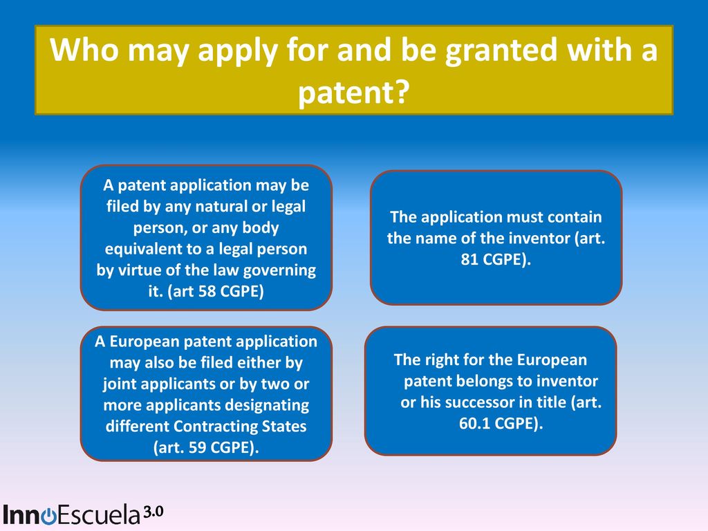 Who may apply for and be granted with a patent