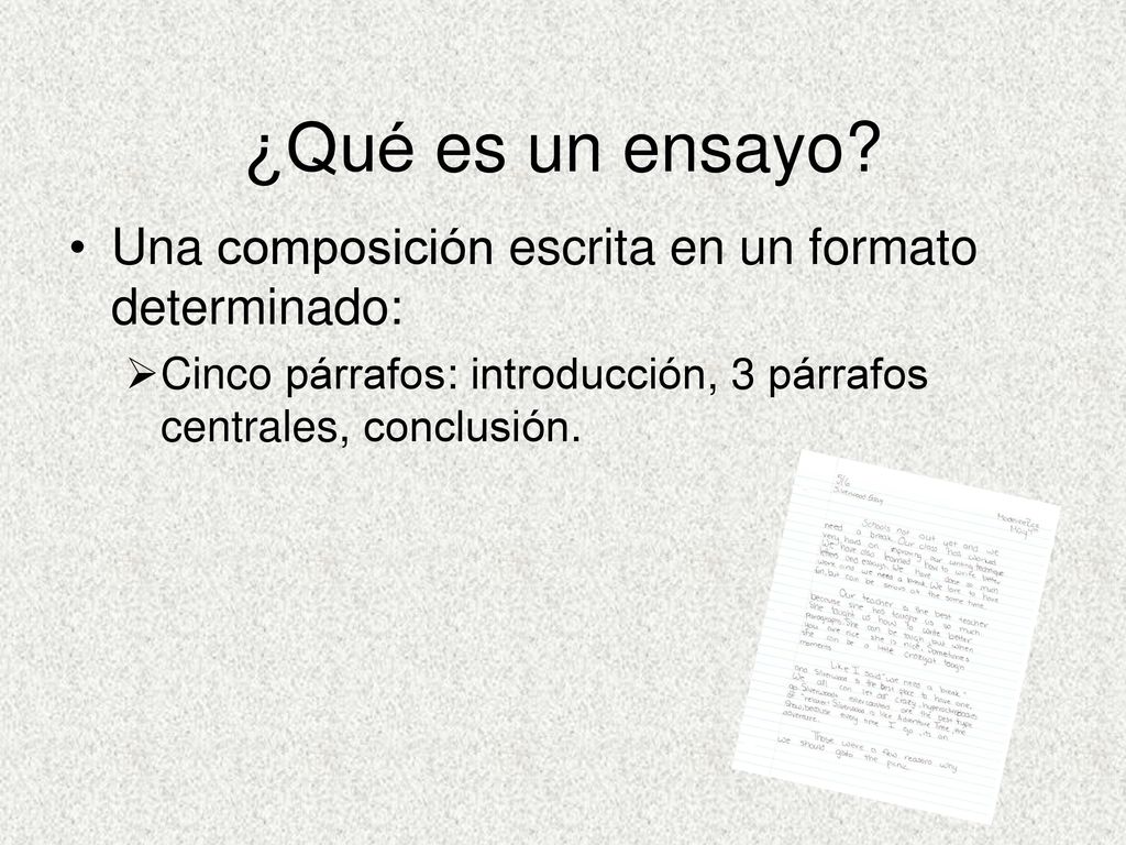 ¿Qué es un ensayo Una composición escrita en un formato determinado: