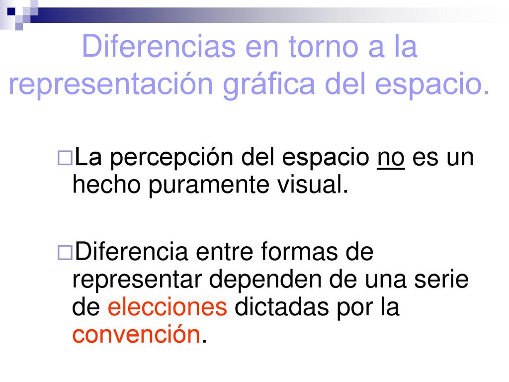 Diferencias en torno a la representación gráfica del espacio.