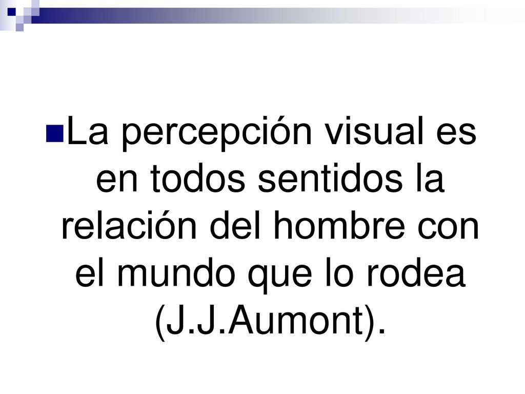 La percepción visual es en todos sentidos la relación del hombre con el mundo que lo rodea (J.J.Aumont).