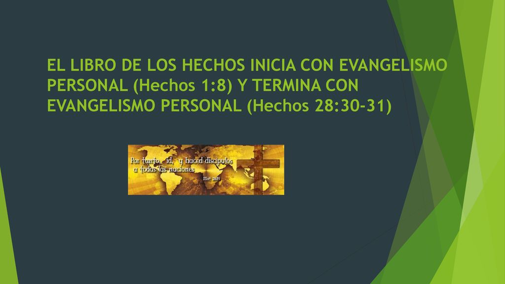 EL LIBRO DE LOS HECHOS INICIA CON EVANGELISMO PERSONAL (Hechos 1:8) Y TERMINA CON EVANGELISMO PERSONAL (Hechos 28:30-31)