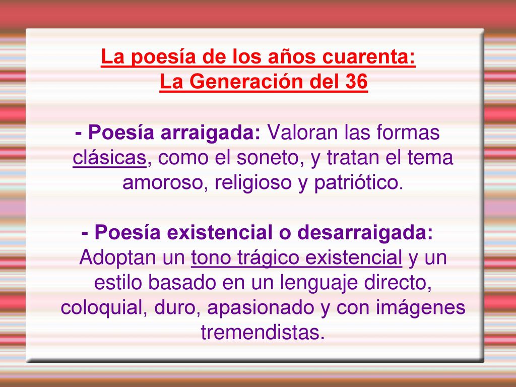 La poesía de los años cuarenta: La Generación del 36