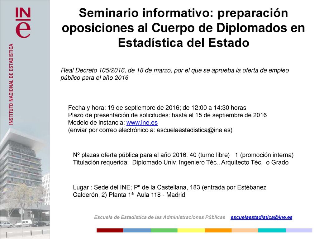 Seminario informativo: preparación oposiciones al Cuerpo de Diplomados en Estadística del Estado