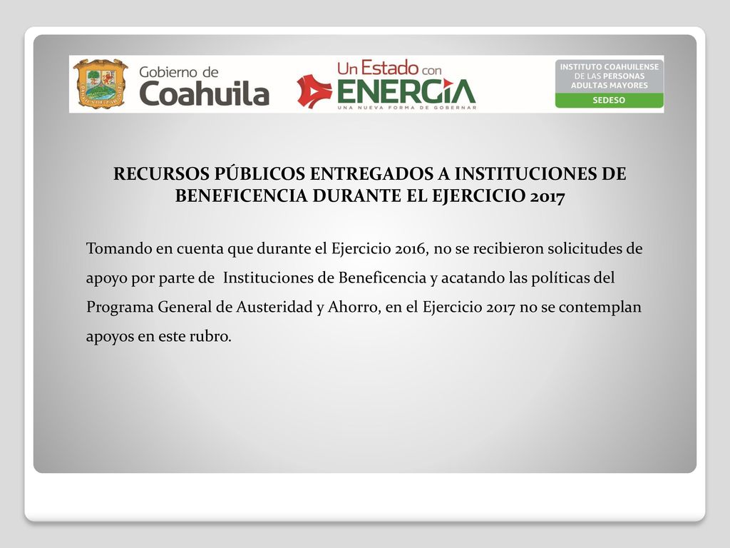 RECURSOS PÚBLICOS ENTREGADOS A INSTITUCIONES DE BENEFICENCIA DURANTE EL EJERCICIO 2017